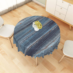 Lofaris Assorted Blue Wooden Effect Round Tablecloth