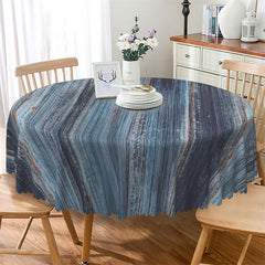 Lofaris Assorted Blue Wooden Effect Round Tablecloth