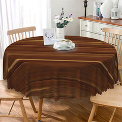 Lofaris Irregular Gradient Brown Wood Round Tablecloth