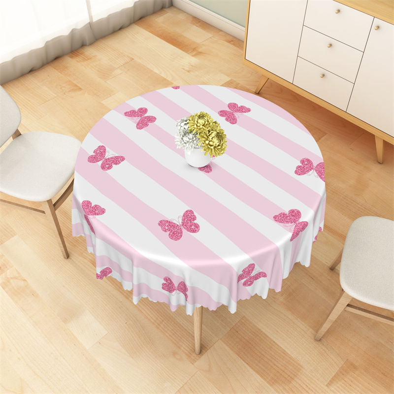 Lofaris Sweet Pinky Butterfly Cute Round Tablecloth