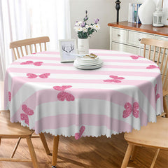 Lofaris Sweet Pinky Butterfly Cute Round Tablecloth