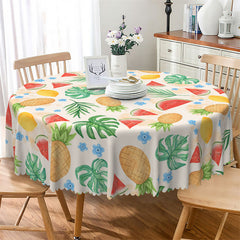 Lofaris Summer Fruit Watermelon Pineapple Round Tablecloth