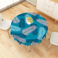 Lofaris Greenish Blue Pink Monstera Summer Round Tablecloth