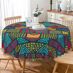 Lofaris Boho Traditional Dark Colored Round Tablecloth