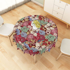 Lofaris Bohemian Dark Retro Bloom Flowers Round Tablecloth