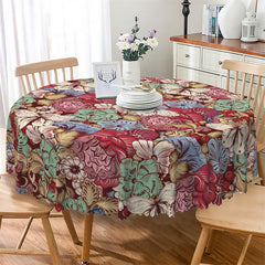 Lofaris Bohemian Dark Retro Bloom Flowers Round Tablecloth