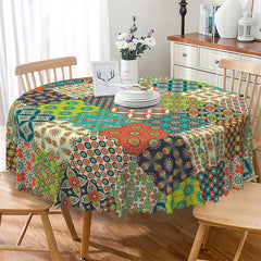 Lofaris Vintage Boho Green Round Tablecloth For Dining Room