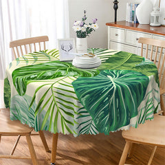 Lofaris Green Monstera Leaves Summer Party Round Tablecloth