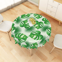 Lofaris Monstera Light Green Round Tablecloth For Summer Party