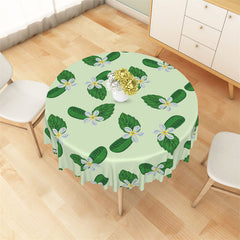 Lofaris Light Green Cute Leaves Flower Summer Round Tablecloth