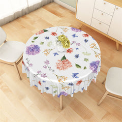 Lofaris Bloom Flowers White Round Tablecloth For Spring Party