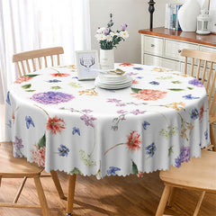 Lofaris Bloom Flowers White Round Tablecloth For Spring Party