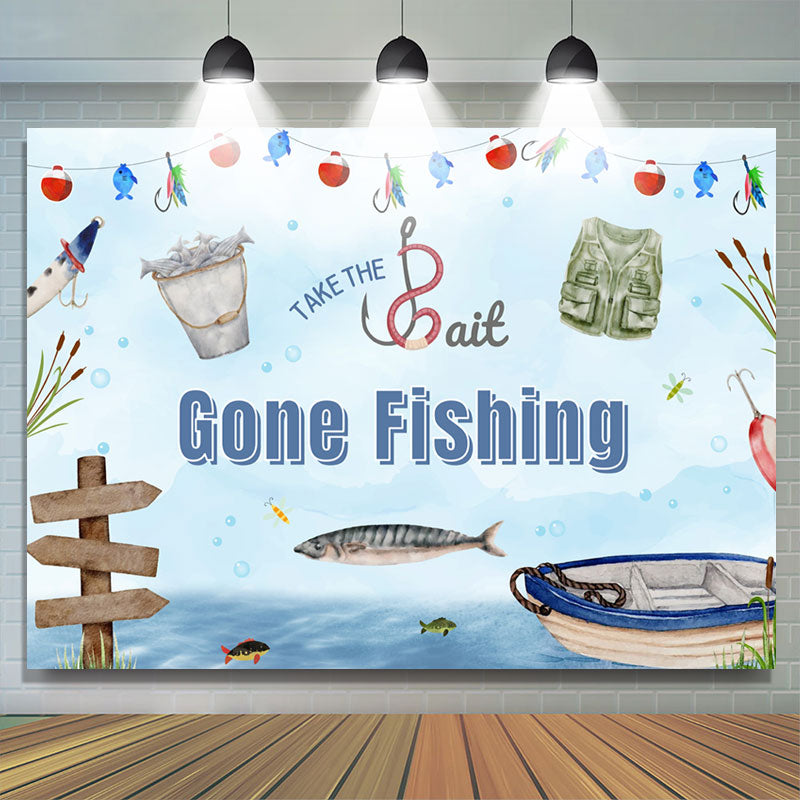 O-Fish Ally Fish Birthday Photo Background 7x5ft Rustic Wooden Board Gone  Fishing Photography Backdrop Baby Kids First Birthday Party Banner