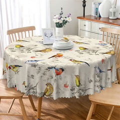 Lofaris Cute Birds Ivory Spring Party Round Tablecloth