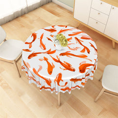 Lofaris Goldfish Spring Summer Party White Round Tablecloth