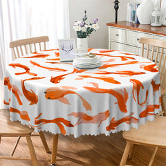 Lofaris Goldfish Spring Summer Party White Round Tablecloth