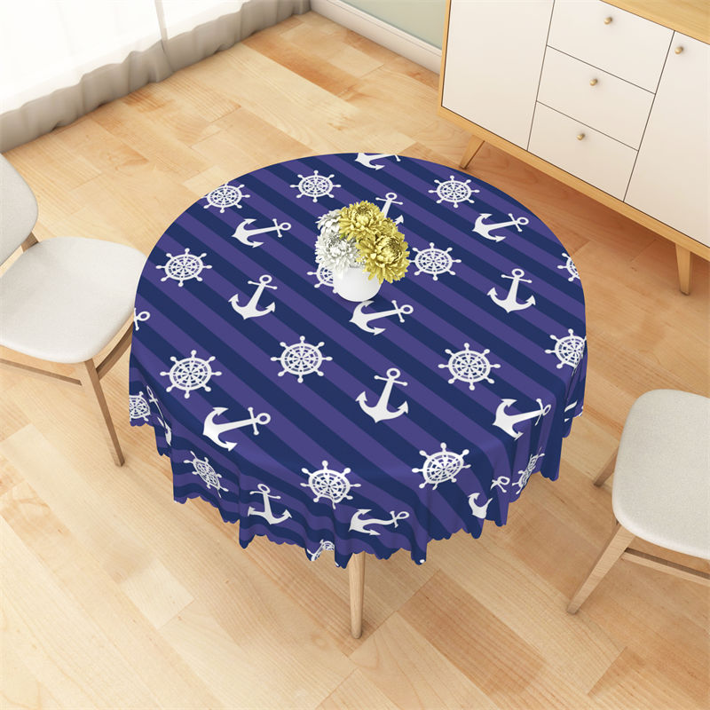 Lofaris Dark Purple Navigation Theme Round Tablecloth