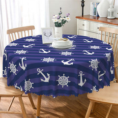 Lofaris Dark Purple Navigation Theme Round Tablecloth