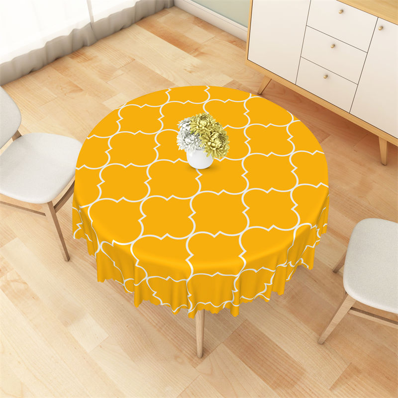 Lofaris Modern Pattern Yellow Round Tablecloth For Dining Room