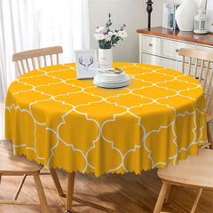 Lofaris Modern Pattern Yellow Round Tablecloth For Dining Room