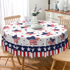 Lofaris Cute Star American Flag White Round Tablecloth