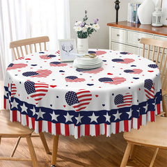 Lofaris American Flag Cute Hearts White Round Tablecloth