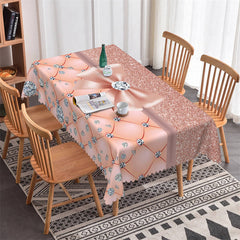 Lofaris Pink Bowknot Diamond Pattern Rectangle Tablecloth