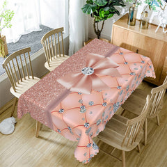 Lofaris Pink Bowknot Diamond Pattern Rectangle Tablecloth