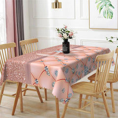 Lofaris Pink Bowknot Diamond Pattern Rectangle Tablecloth