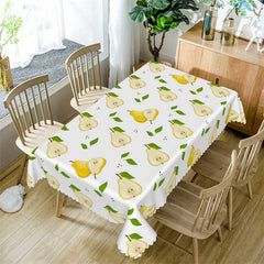 Lofaris Yellow Pears White Leaves Rectangle Tablecloth