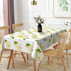 Lofaris Yellow Pears White Leaves Rectangle Tablecloth