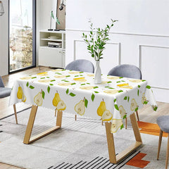 Lofaris Yellow Pears White Leaves Rectangle Tablecloth