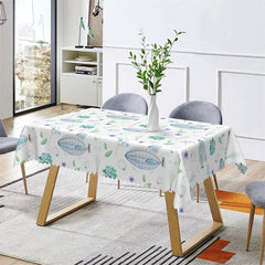 Lofaris Sea Marine Blue White Plant Rectangle Tablecloth