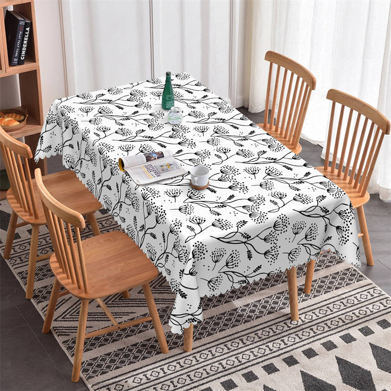 Lofaris Dandelion Black White Rectangle Tablecloth Decor