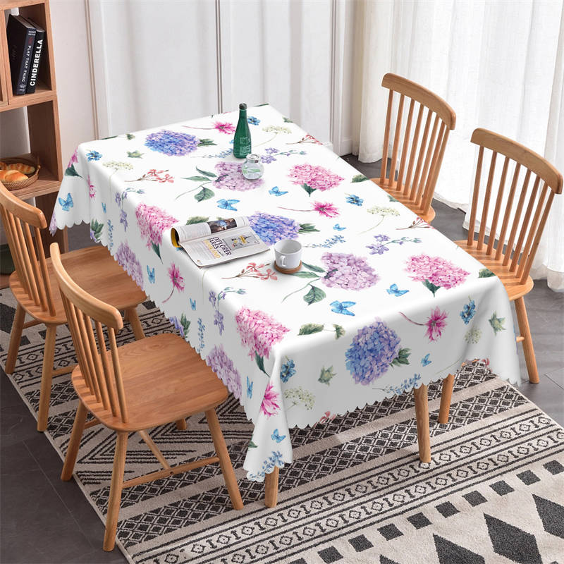 Lofaris Purple Pink Flowers Butterflies Restaurant Tablecloth