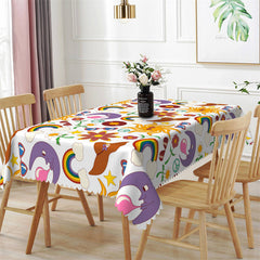 Lofaris Artwork Rainbow Sun Moon Flower Rectangle Tablecloth