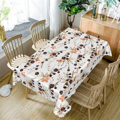 Lofaris Blue Orange Flowers Country Dining Room Tablecloth