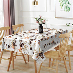 Lofaris Blue Orange Flowers Country Dining Room Tablecloth