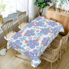 Lofaris Purple Blue Flowers Dining Room Square Tablecloth