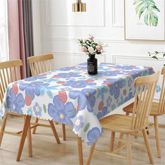 Lofaris Purple Blue Flowers Dining Room Square Tablecloth