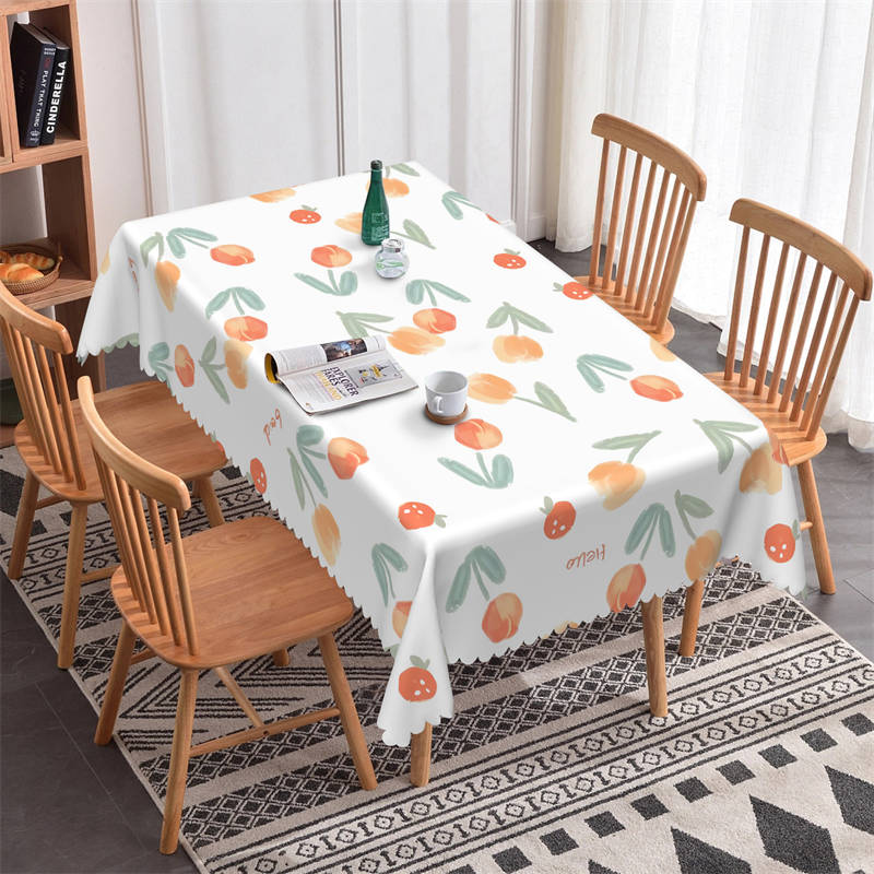 Lofaris Orange Tulip Flowers Pattern Rectangle Tablecloth