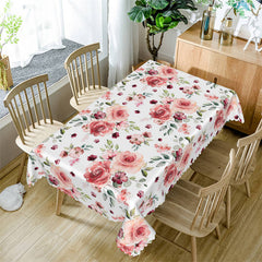 Lofaris Red Rose Cafe Pastoral Pattern Rectangle Tablecloth