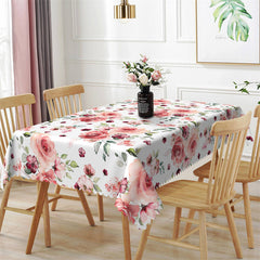 Lofaris Red Rose Cafe Pastoral Pattern Rectangle Tablecloth