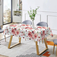 Lofaris Red Rose Cafe Pastoral Pattern Rectangle Tablecloth