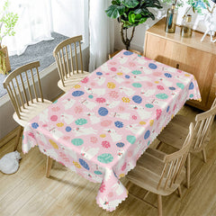 Lofaris Rabit Eggs Pink Easter Pattern Rectangle Tablecloth