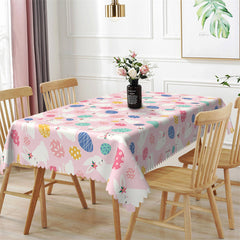 Lofaris Rabit Eggs Pink Easter Pattern Rectangle Tablecloth