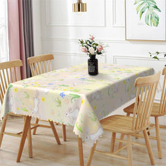 Lofaris White Rabit Rectangle Tablecloth Indoor And Outdoor