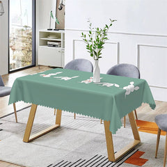 Lofaris White Rabit Simple Green Kitchen Rectangle Tablecloth