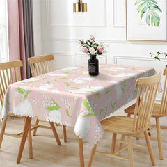 Lofaris Lovely White Rabit Pink Pattern Rectangle Tablecloth