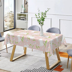 Lofaris Lovely White Rabit Pink Pattern Rectangle Tablecloth